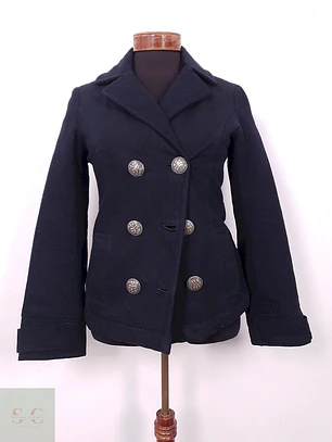 Abrigo Marinero Azul Algodón Acolchado - Talla S
