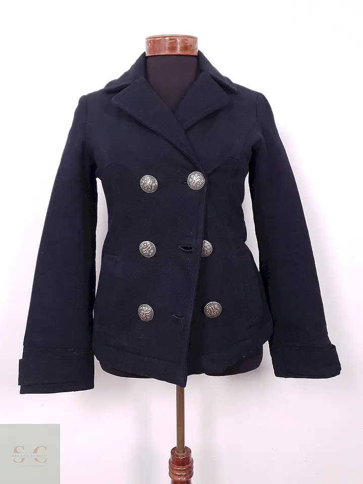 Abrigo Marinero Azul Algodón Acolchado - Talla S 1