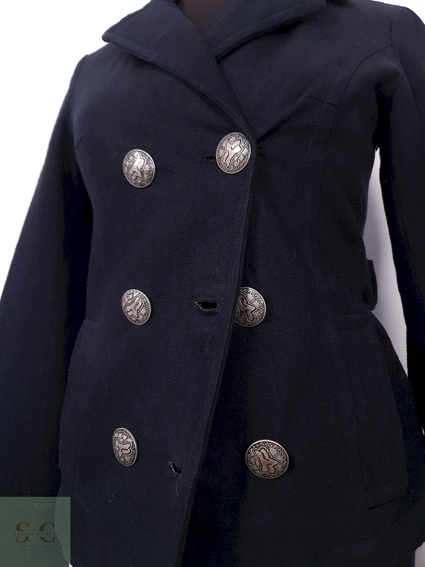Abrigo Marinero Azul Algodón Acolchado - Talla S 5