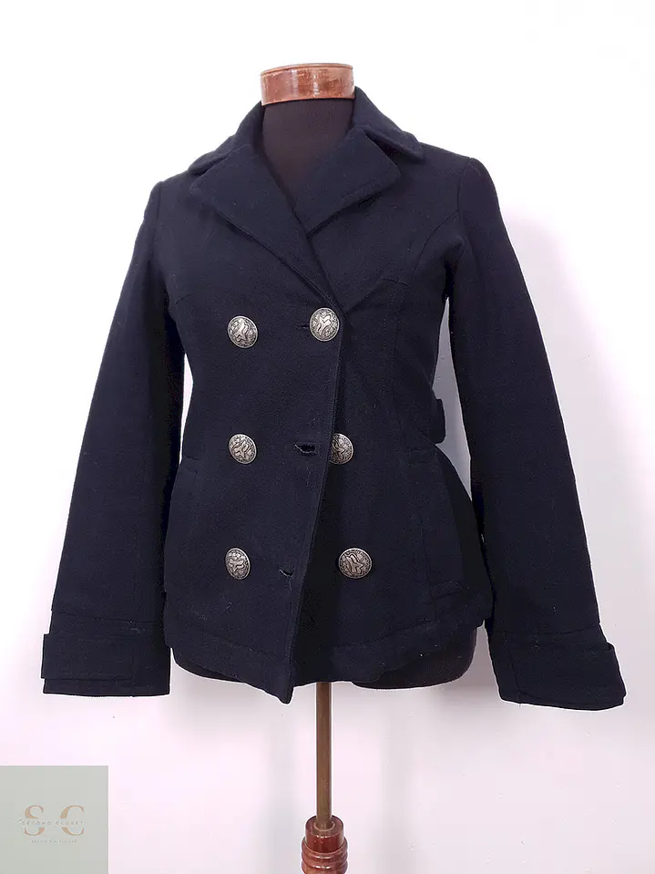 Abrigo Marinero Azul Algodón Acolchado - Talla S 6