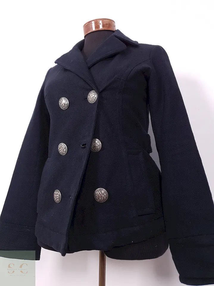 Abrigo Marinero Azul Algodón Acolchado - Talla S 7