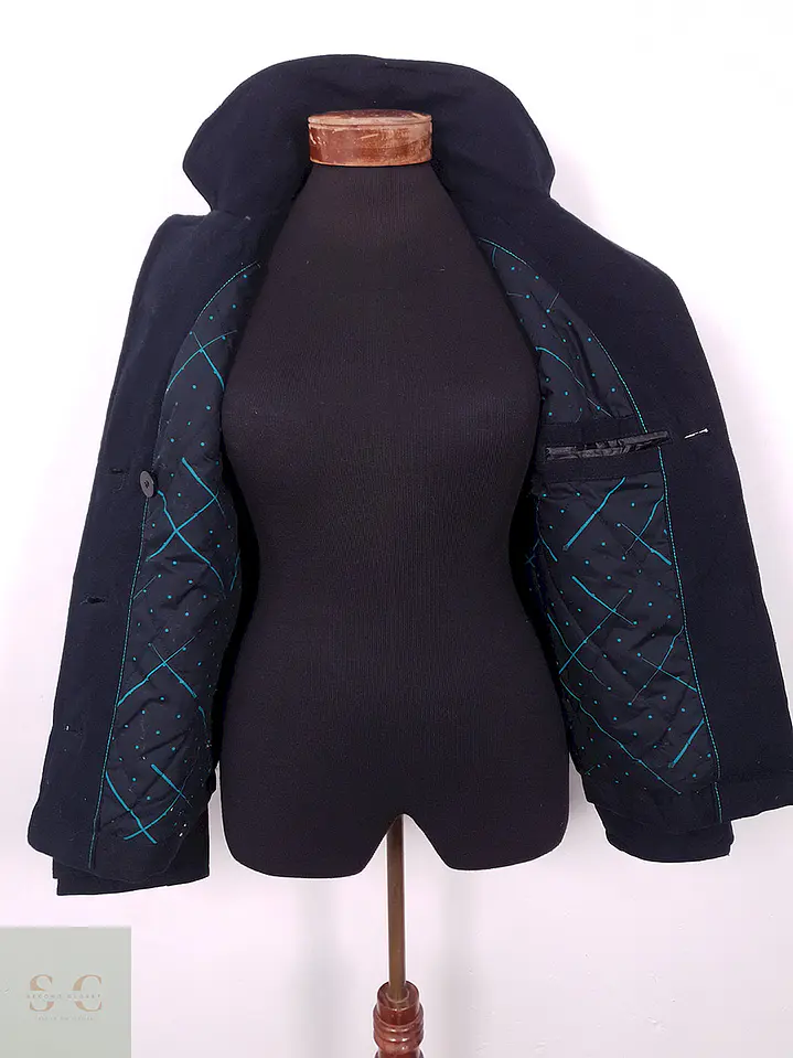 Abrigo Marinero Azul Algodón Acolchado - Talla S 9