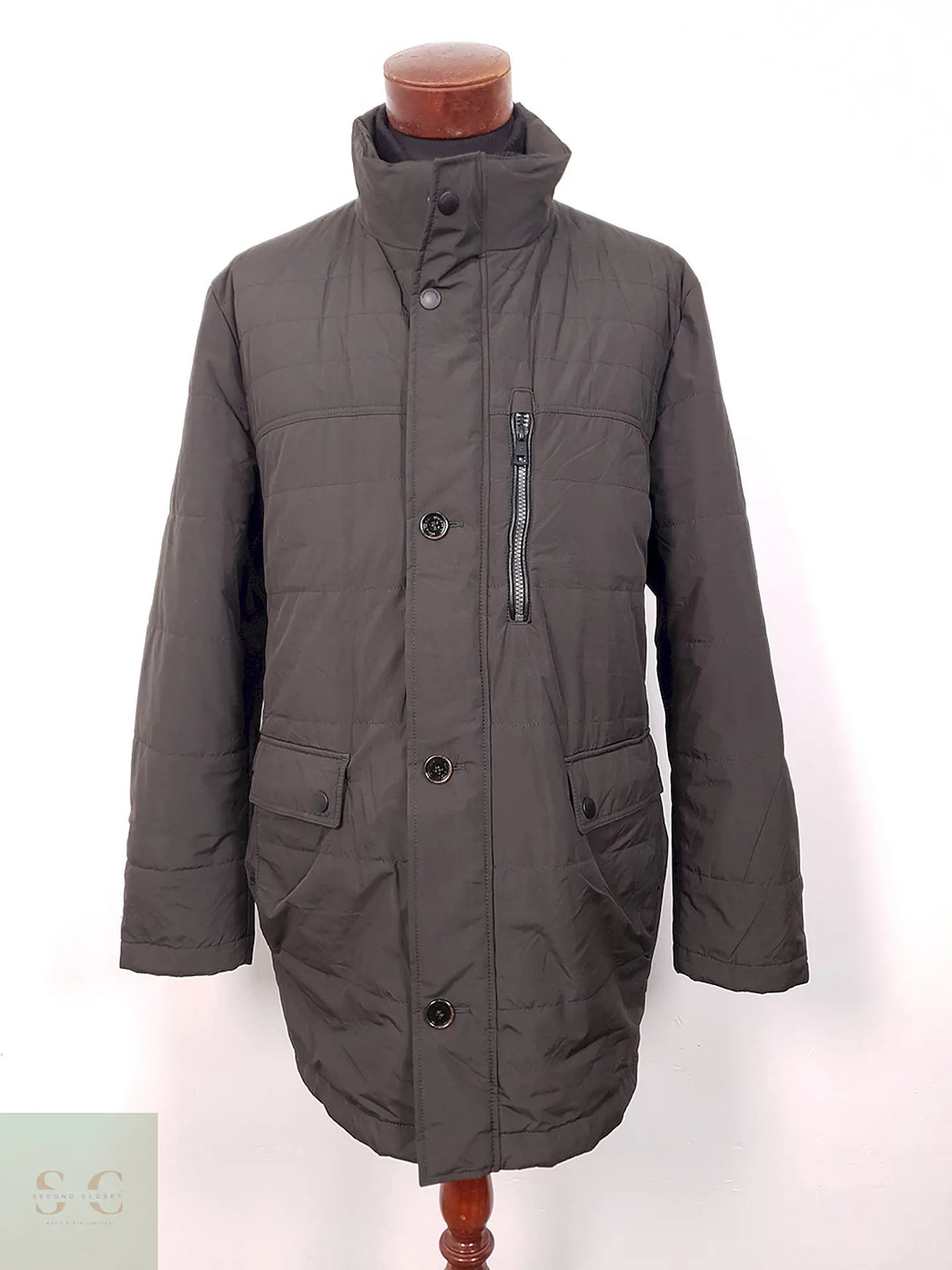 Parka Pierre Cardin Larga Verde Grisáceo - Talla LXL 1