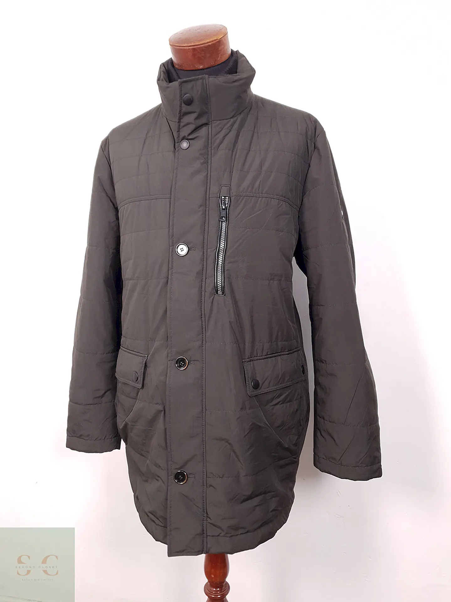 Parka Pierre Cardin Larga Verde Grisáceo - Talla LXL 2