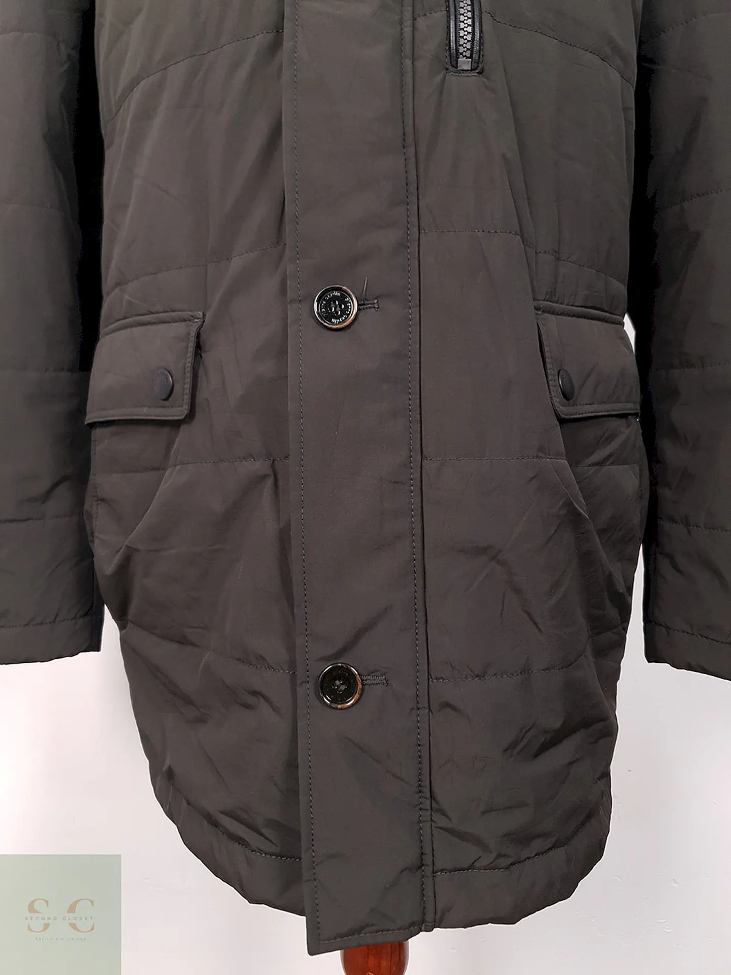 Parka Pierre Cardin Larga Verde Grisáceo - Talla LXL 3