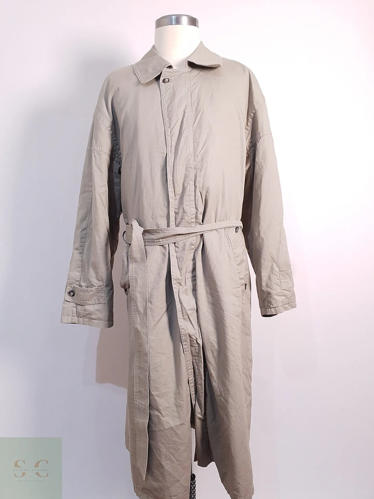 Trench Commander con Cinturón Beige Grisáceo - Talla 4XL 3