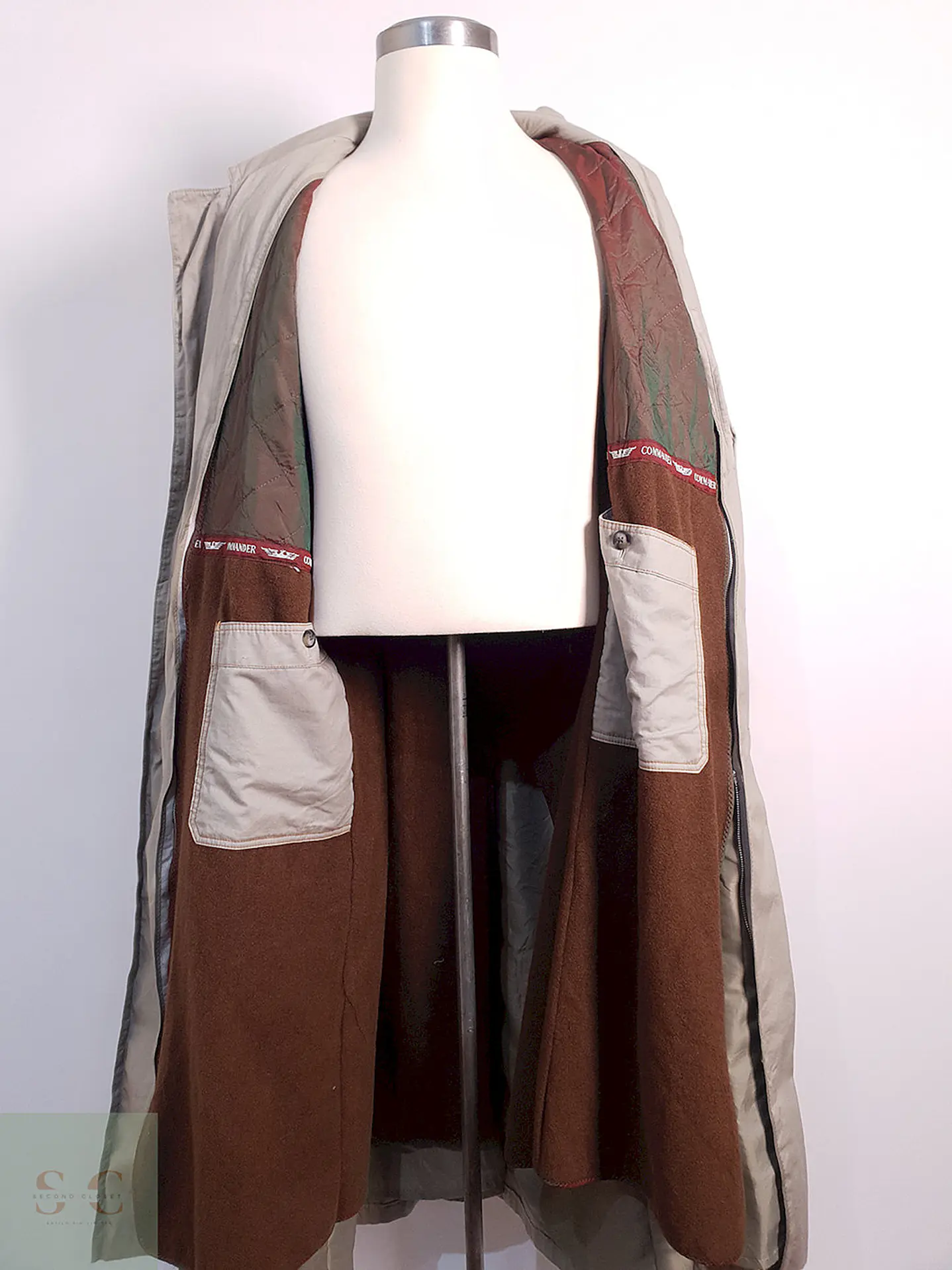 Trench Commander con Cinturón Beige Grisáceo - Talla 4XL 8