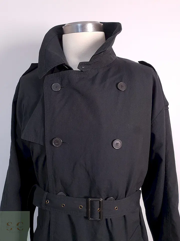 Trench Vintage Cruzado con Cinturón Plomo Azulado - Talla 3XL 3