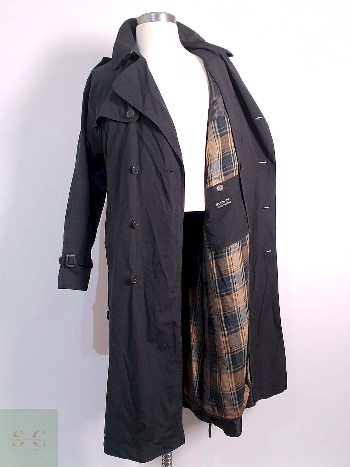 Trench Vintage Cruzado con Cinturón Plomo Azulado - Talla 3XL 5