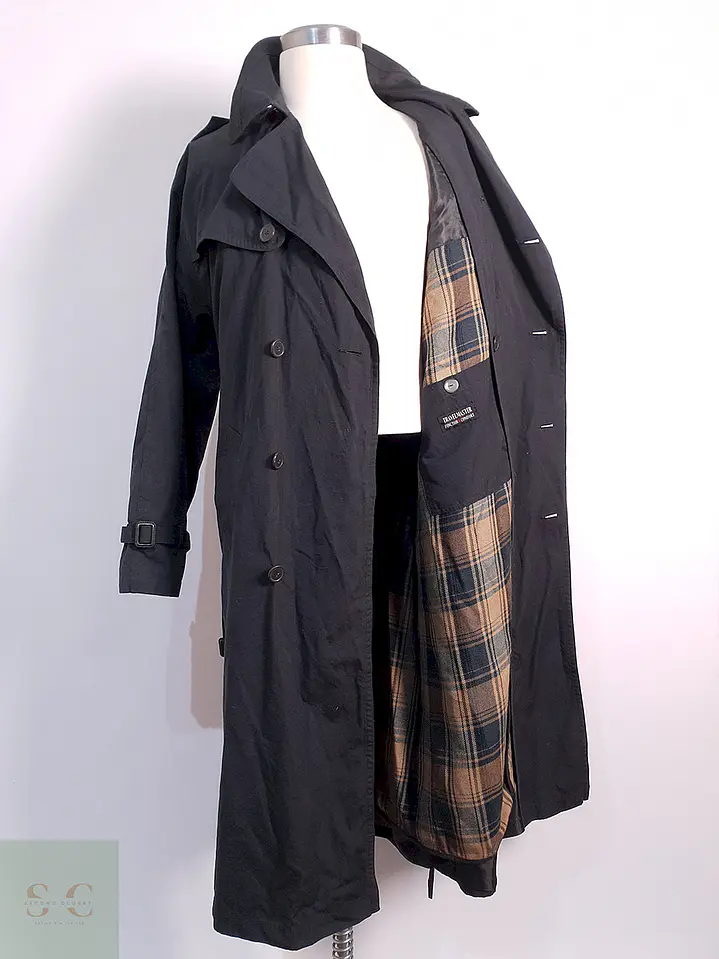 Trench Vintage Cruzado con Cinturón Plomo Azulado - Talla 3XL 5
