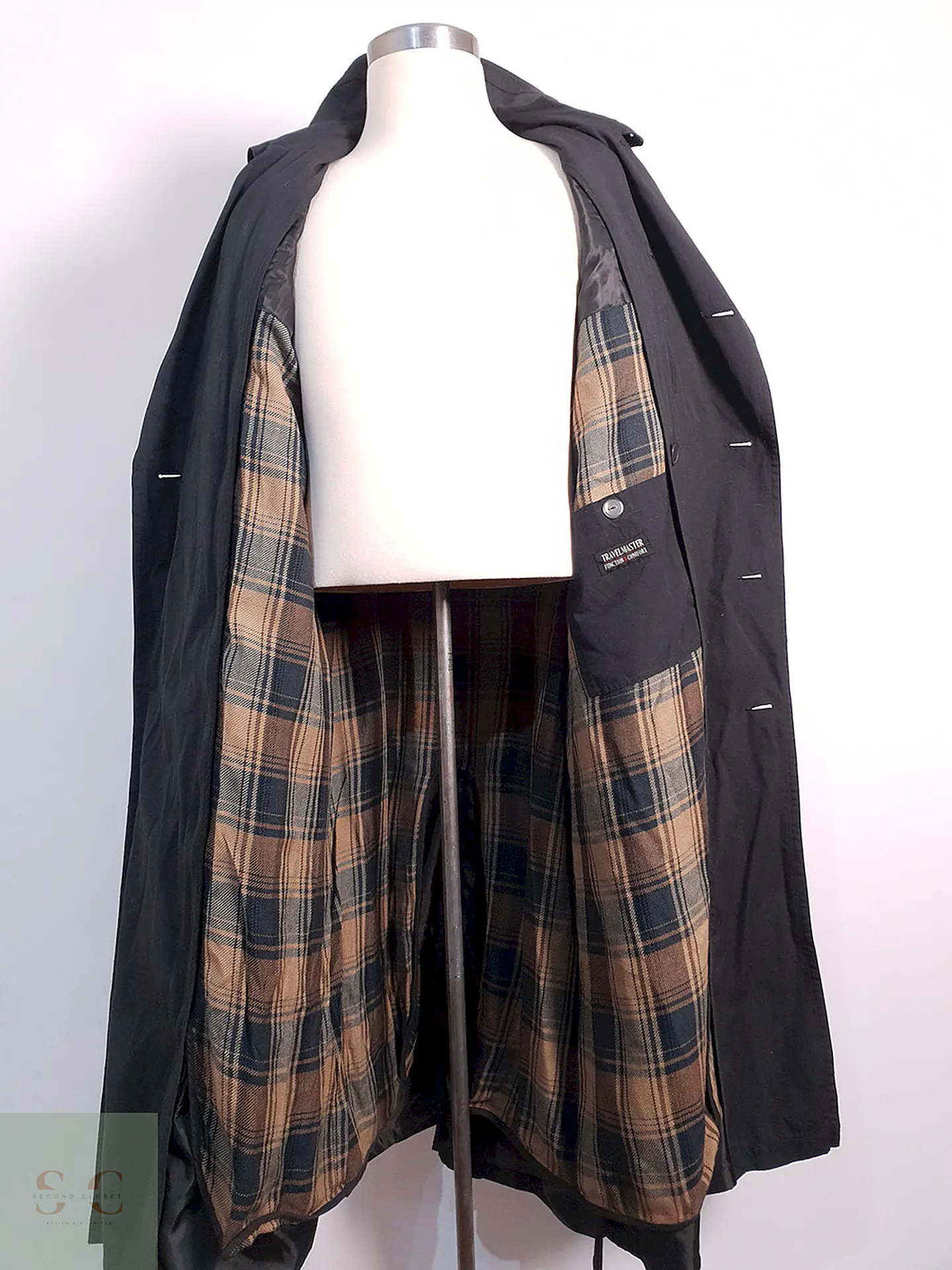 Trench Vintage Cruzado con Cinturón Plomo Azulado - Talla 3XL 7