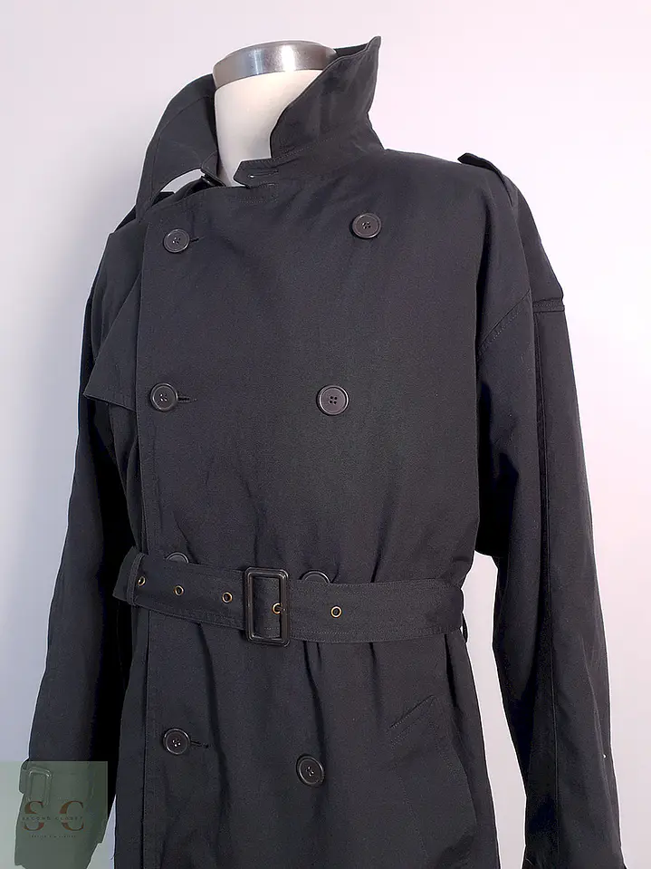 Trench Vintage Cruzado con Cinturón Plomo Azulado - Talla 3XL 10