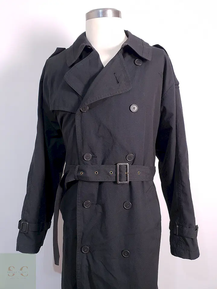 Trench Vintage Cruzado con Cinturón Plomo Azulado - Talla 3XL 14