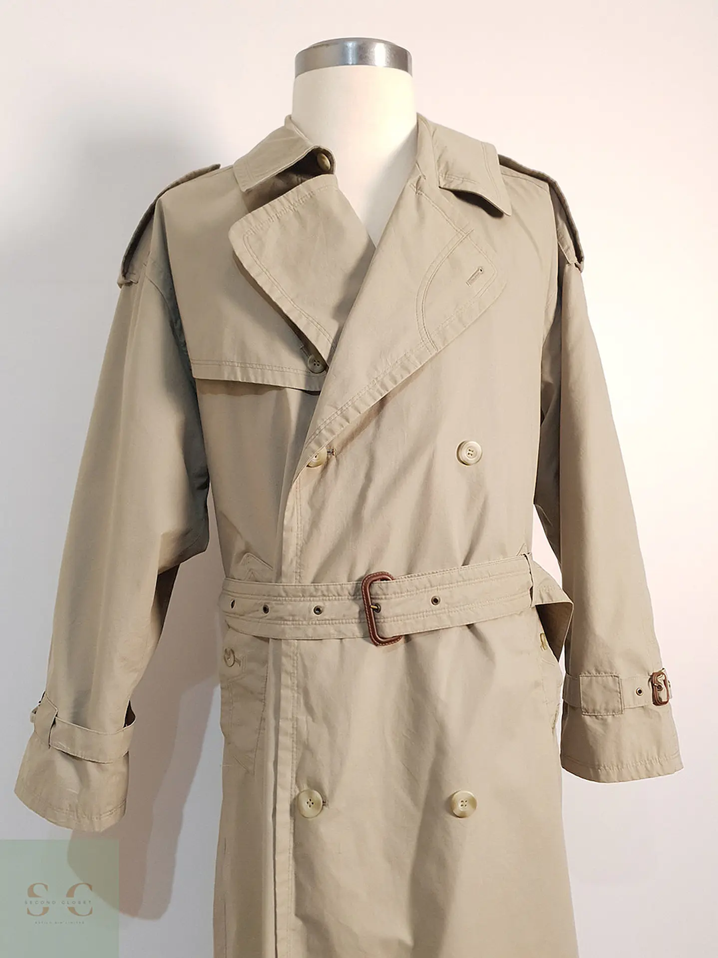 Trench Bugatti Cruzado con Cinturón Beige - Talla XL 3