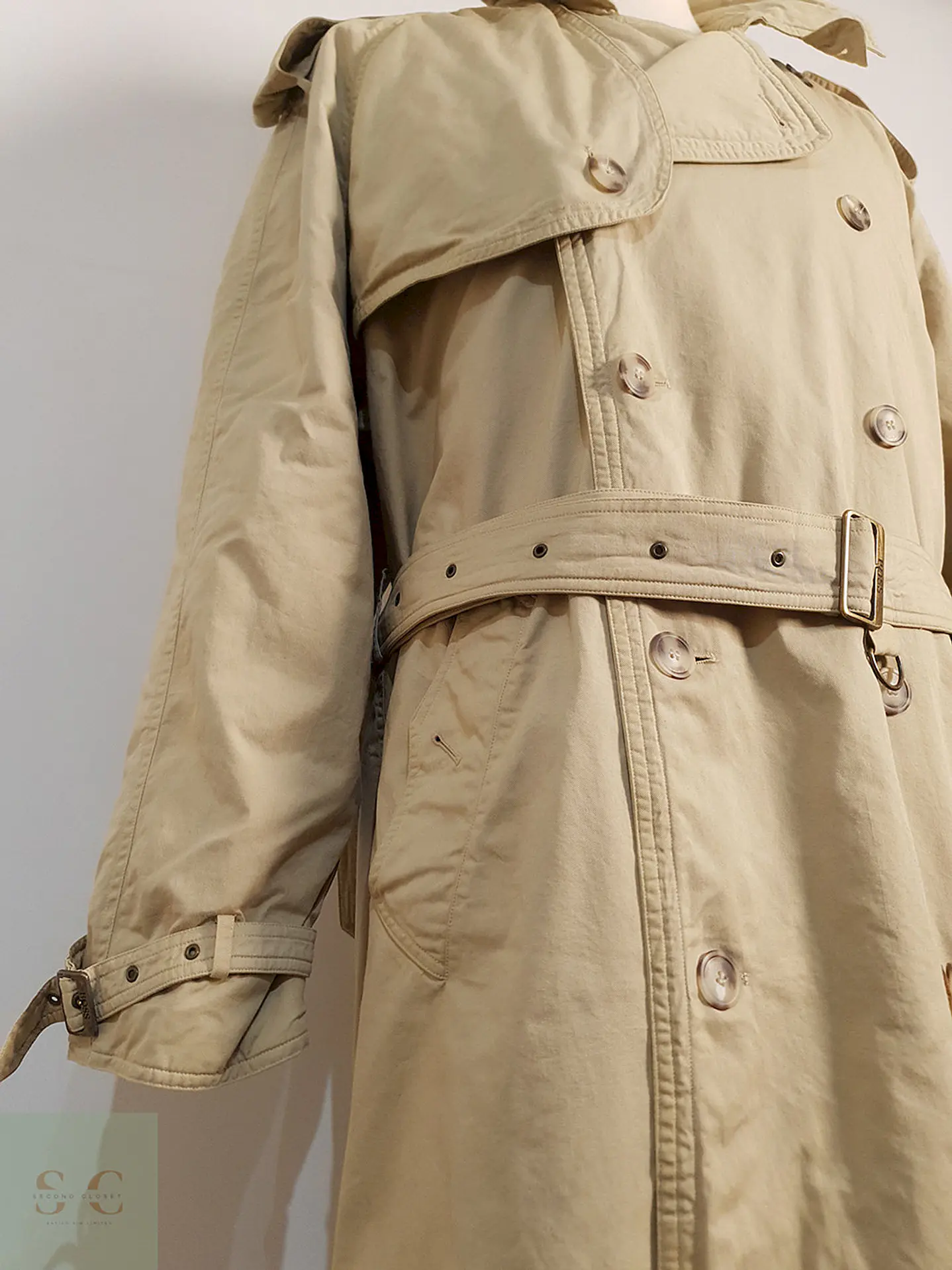 Trench Hugo Boss Cruzado con Cinturón Beige - Talla 3XL 5