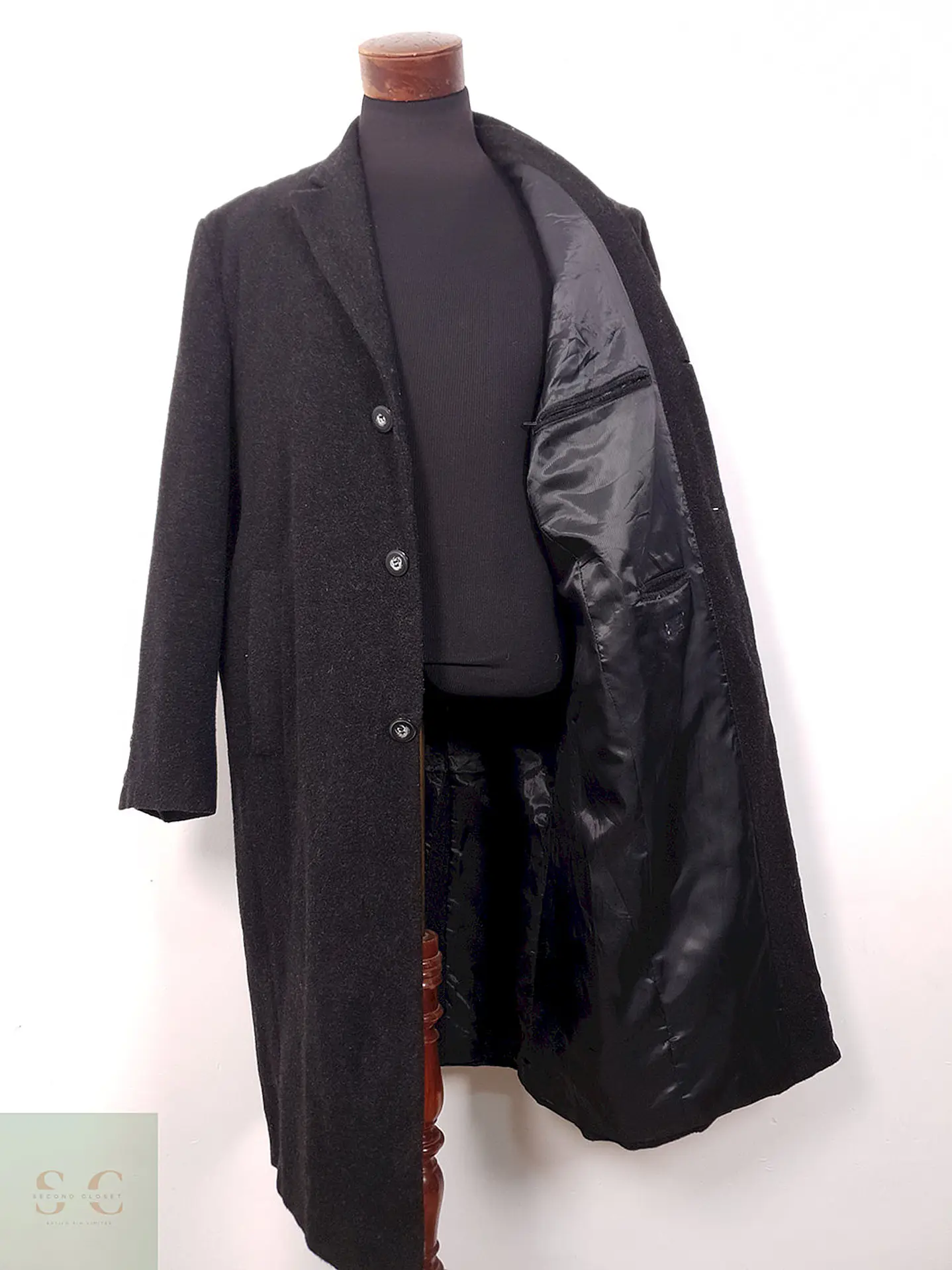 Abrigo Bogie Largo Plomo Marengo 70% Lana - Talla LXL 10