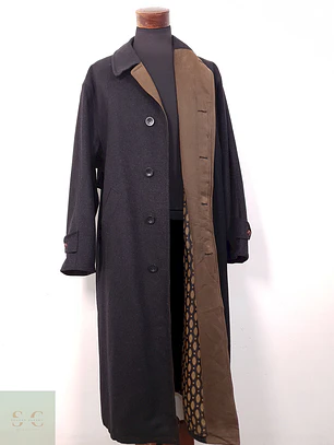 Abrigo Largo Blicker Plomo Mezcla Lana Cordero - Talla 3XL