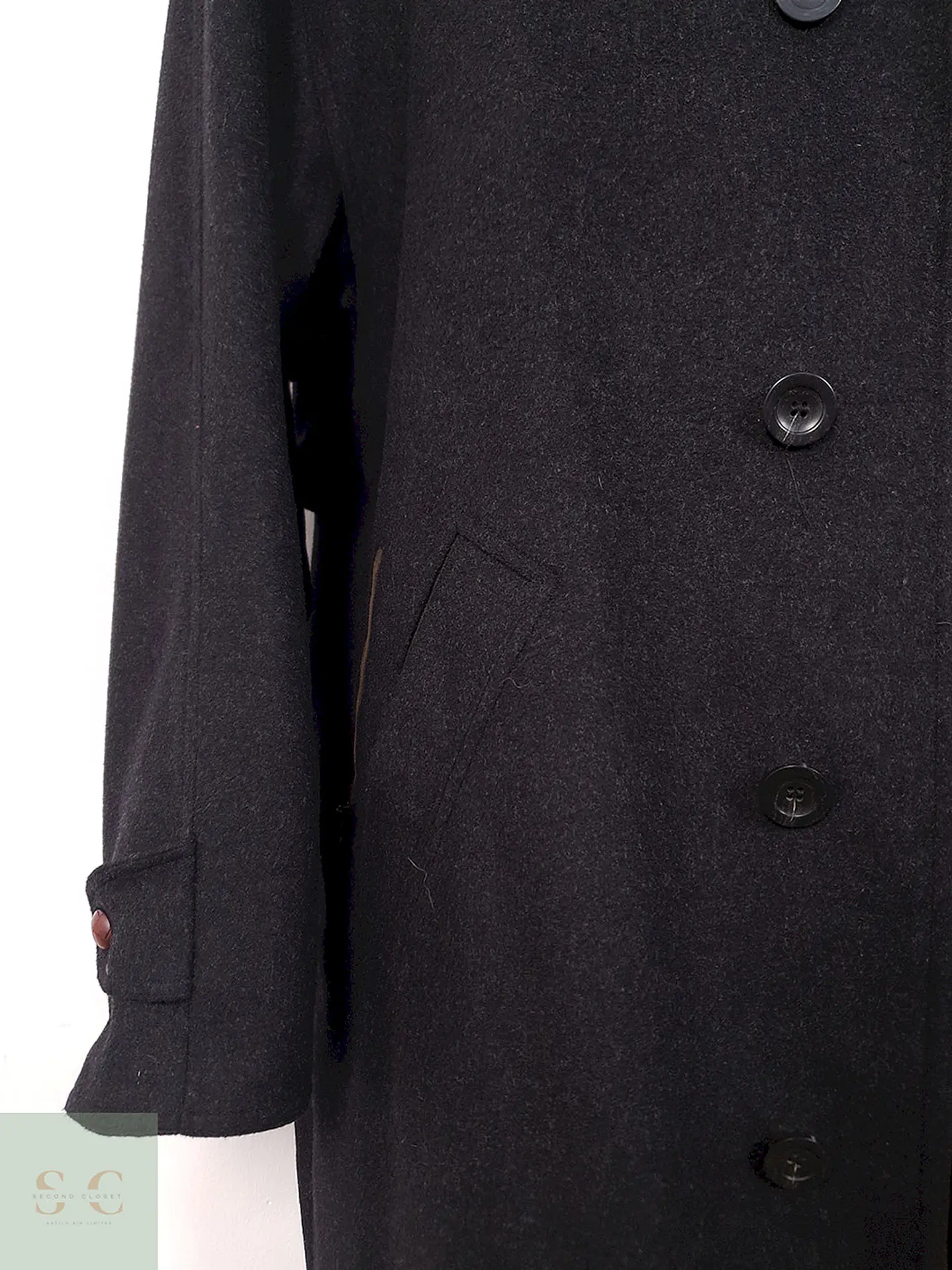 Abrigo Largo Blicker Plomo Mezcla Lana Cordero - Talla 3XL 3