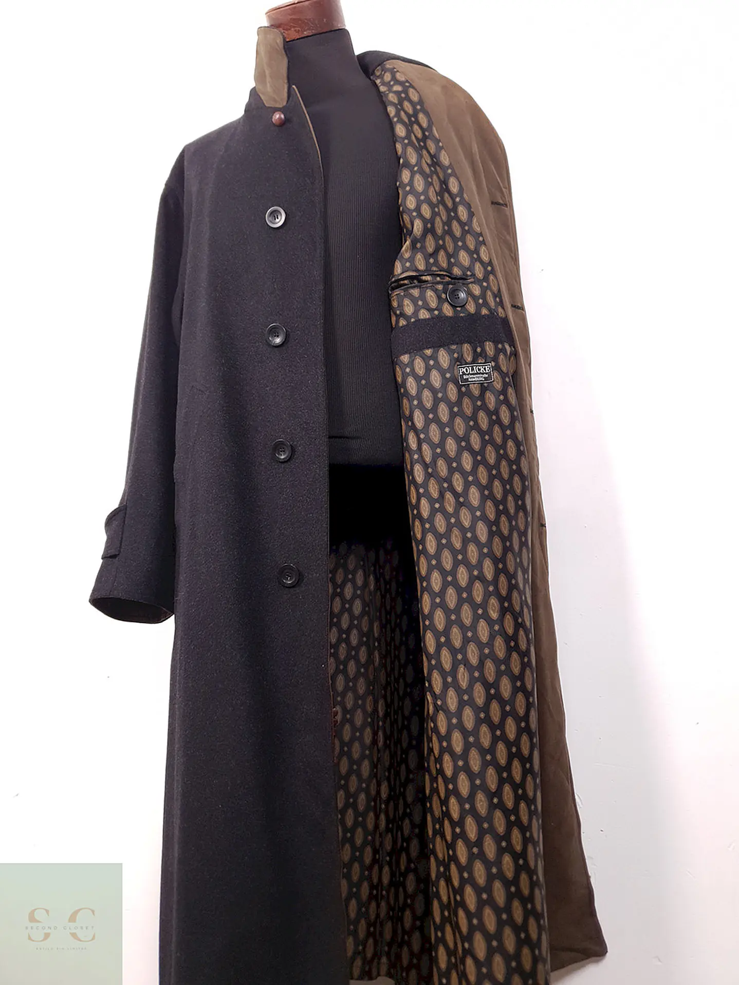 Abrigo Largo Blicker Plomo Mezcla Lana Cordero - Talla 3XL 12