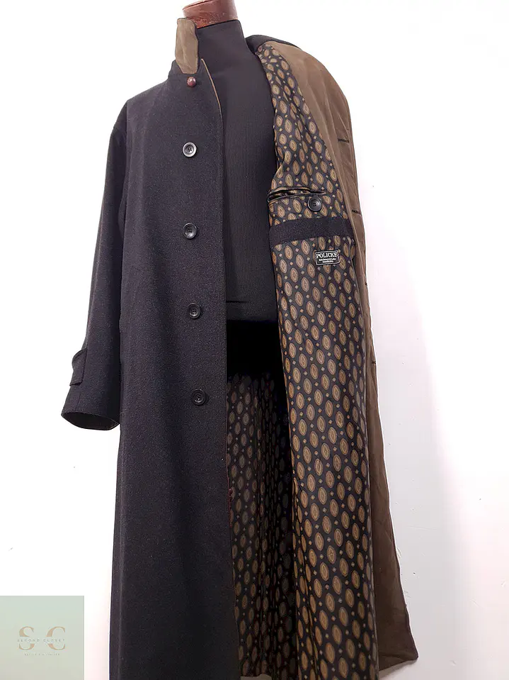 Abrigo Largo Blicker Plomo Mezcla Lana Cordero - Talla 3XL 12