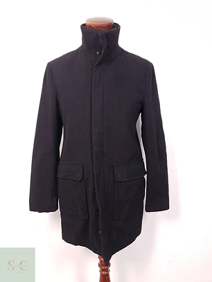 Abrigo Negro Angelo Litrico 60% Lana - Talla M