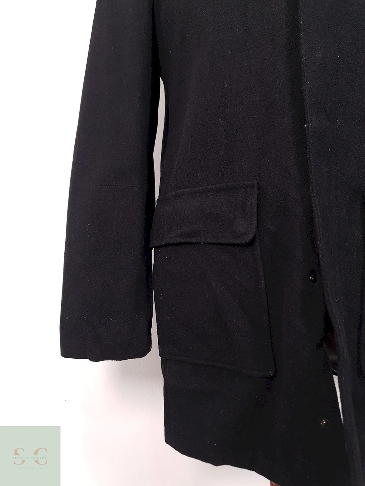Abrigo Negro Angelo Litrico 60% Lana - Talla M 3