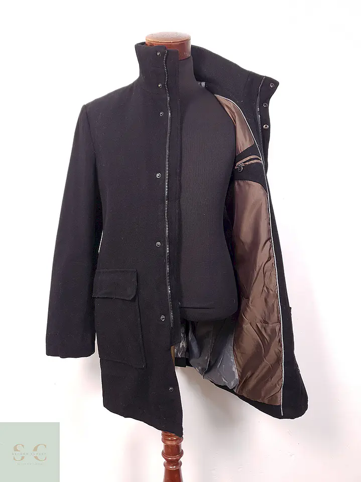 Abrigo Negro Angelo Litrico 60% Lana - Talla M 6
