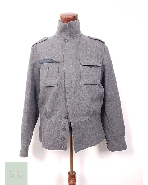Chaqueta Utilitaria Militar Gris Lana – Talla M