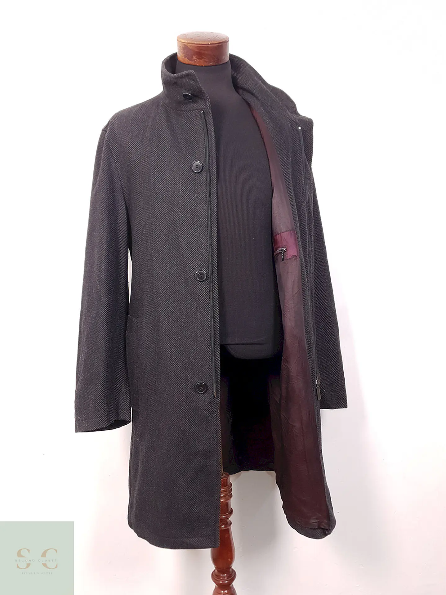 Abrigo Bugatti Plomo Lana Virgen y Cashmere - Talla L 8
