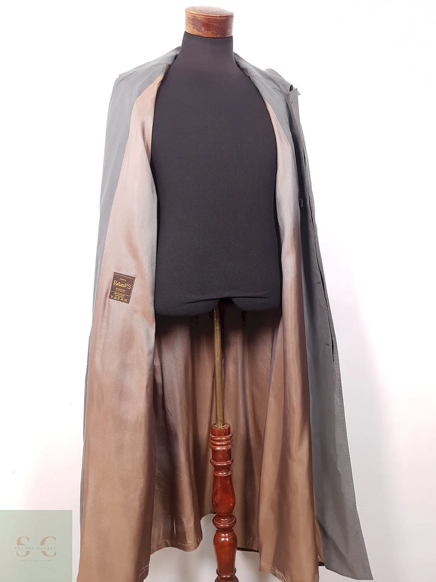 Gabardina Ligera Bugatti Plomo con Cinturón - Talla XXL 14