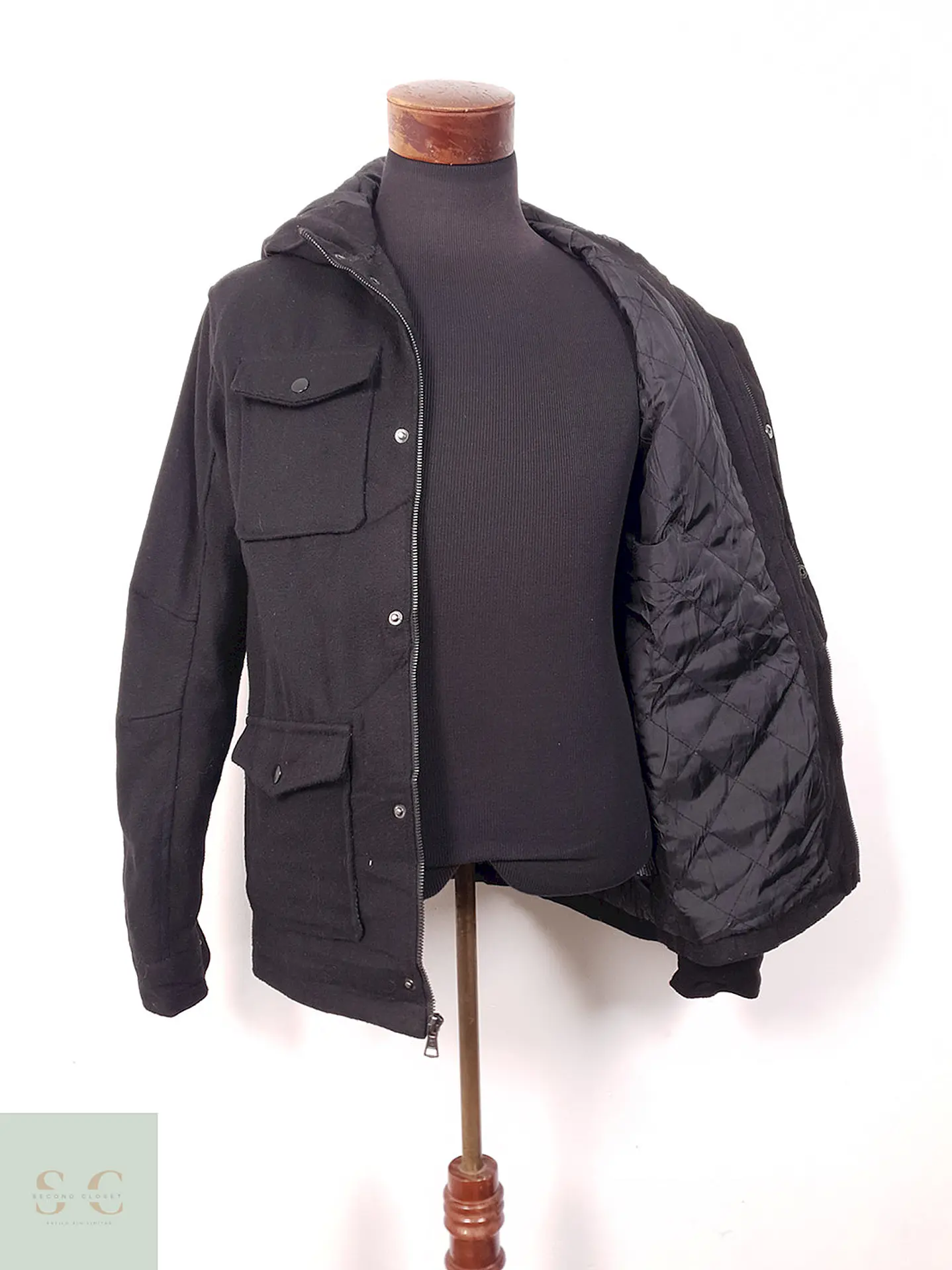 Chaqueta Negra Black Mezcla Lana - Talla M 6