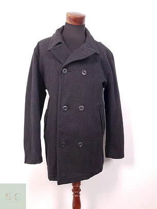 Abrigo Marinero Old Navy Plomo Lana - Talla XXL