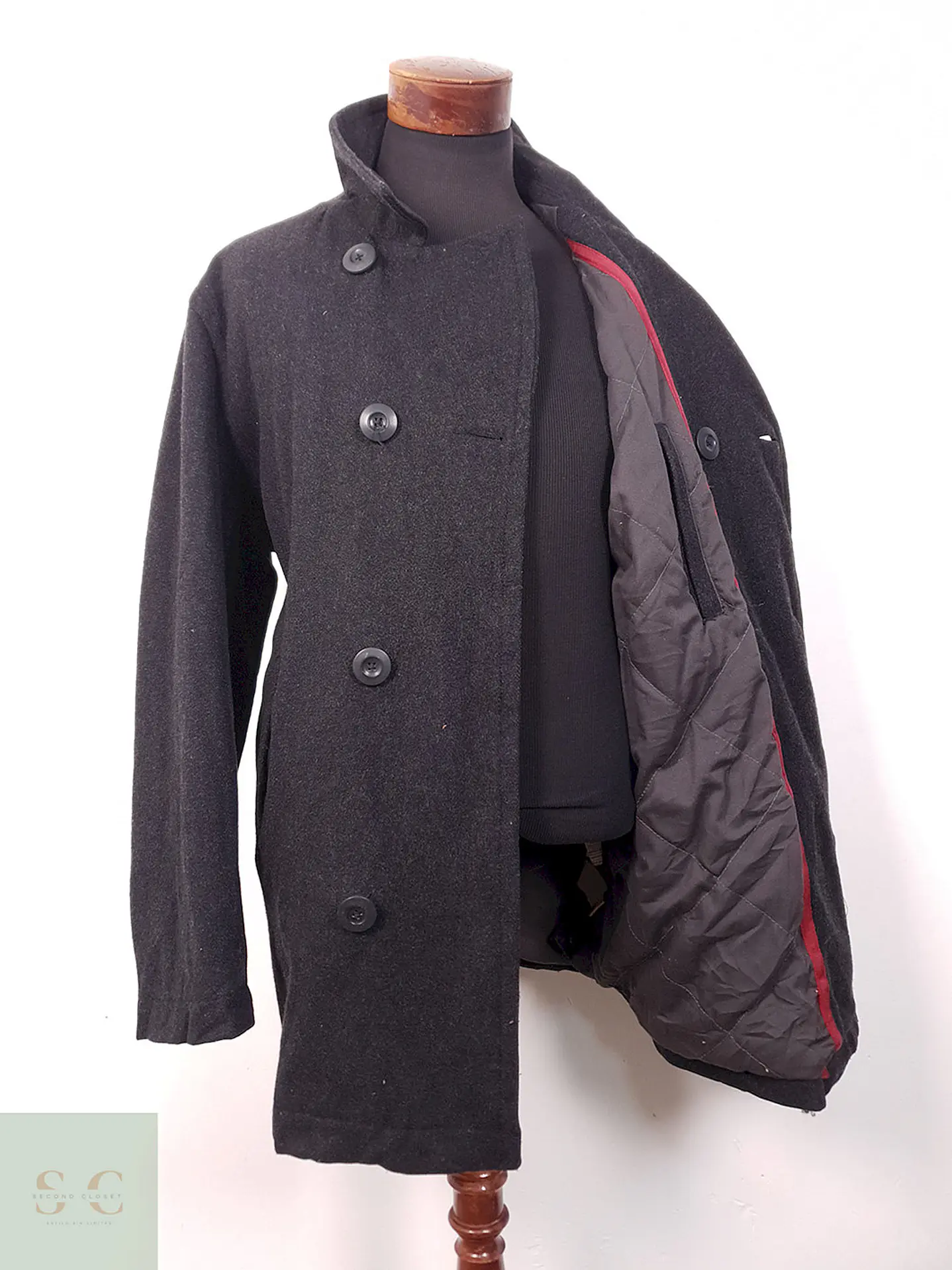 Abrigo Marinero Old Navy Plomo Lana - Talla XXL 9