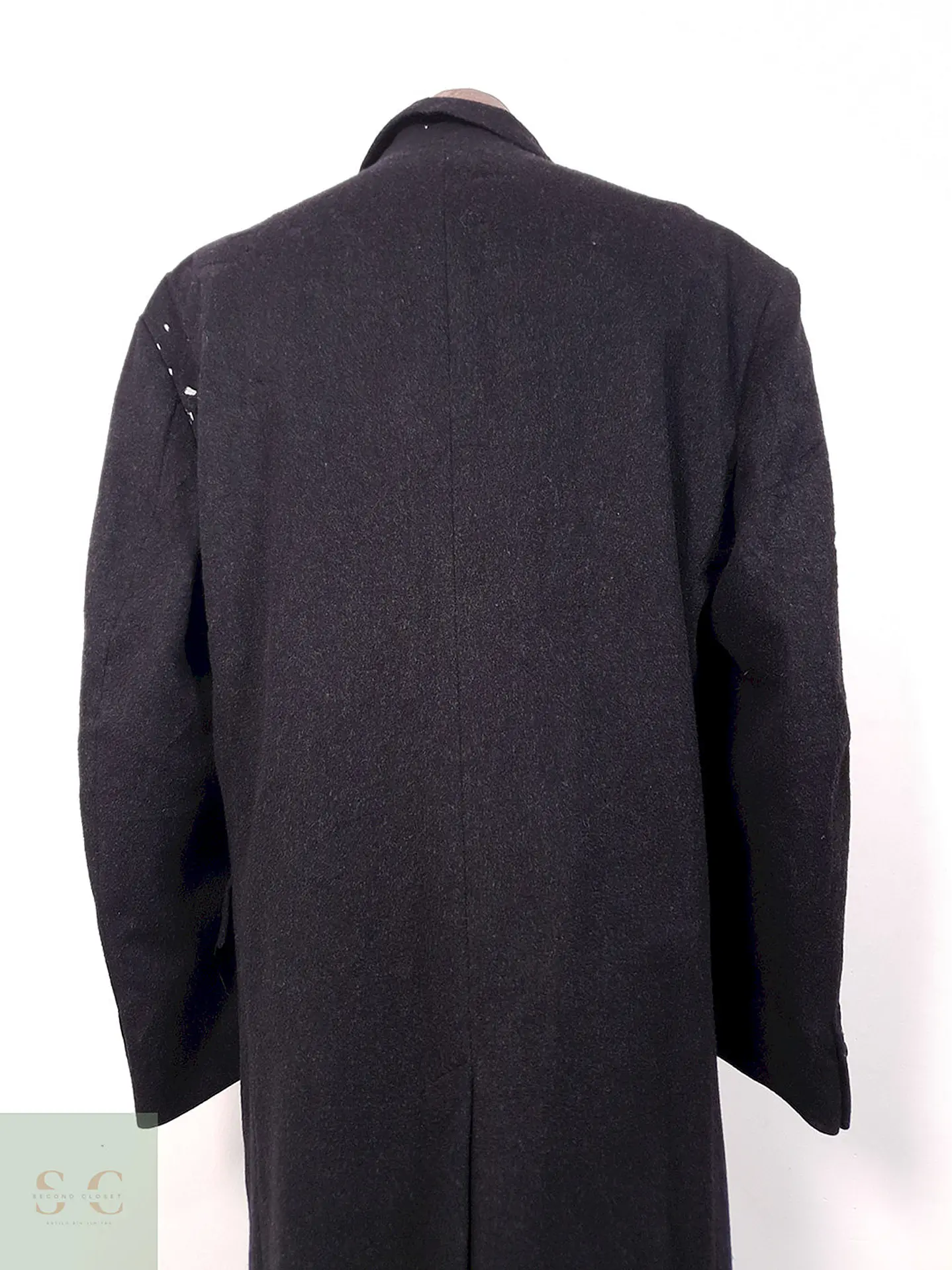 Abrigo Cruzado Largo Bugatti Plomo 100% Lana Virgen - Talla XXL 16