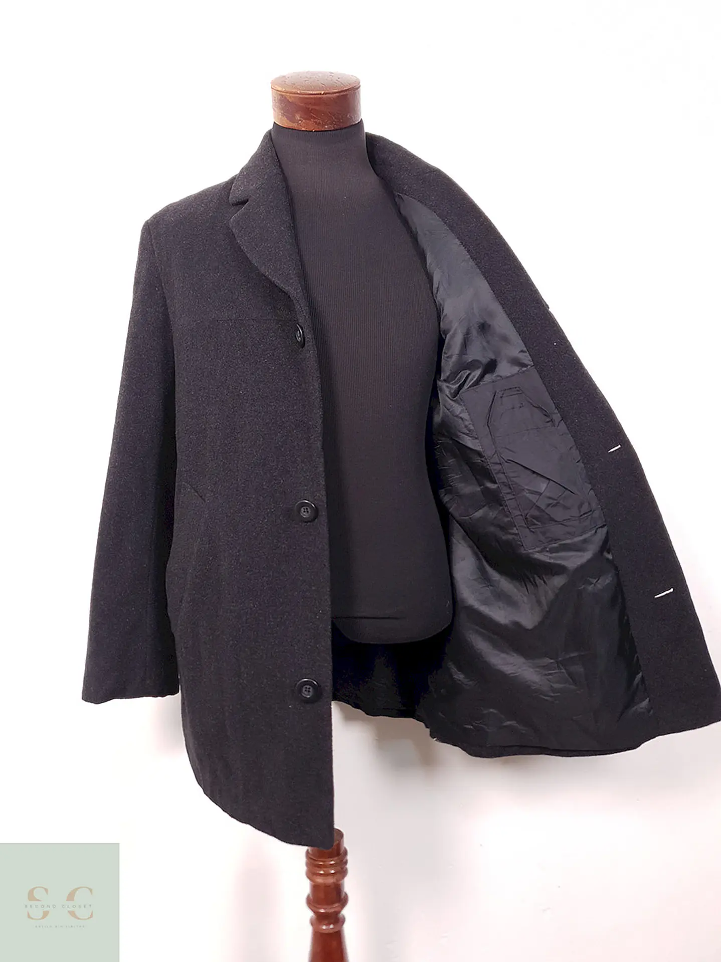 Abrigo Tres Cuartos Plomo 70% Lana - Talla M 7