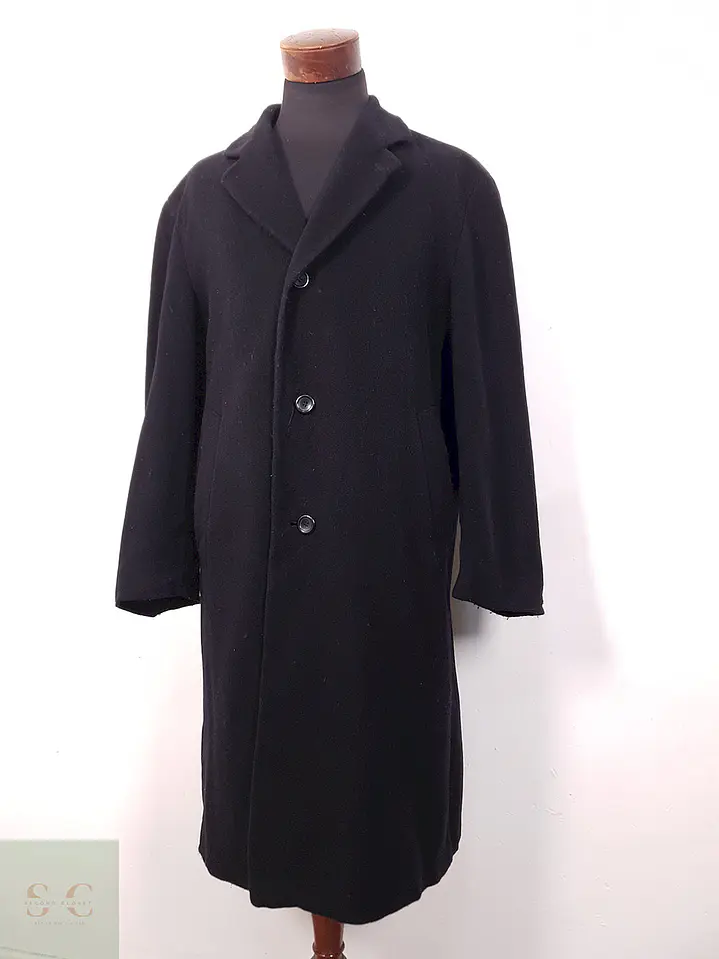 Abrigo Largo Azul Oscuro Lana Virgen y Cashmere - Talla XL 2