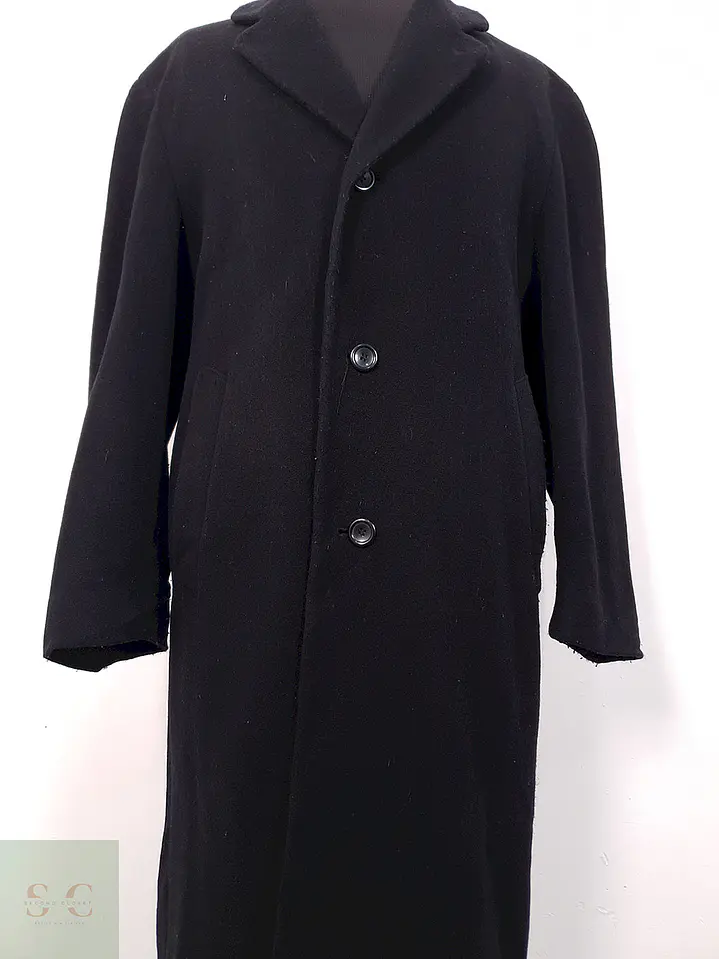 Abrigo Largo Azul Oscuro Lana Virgen y Cashmere - Talla XL 3
