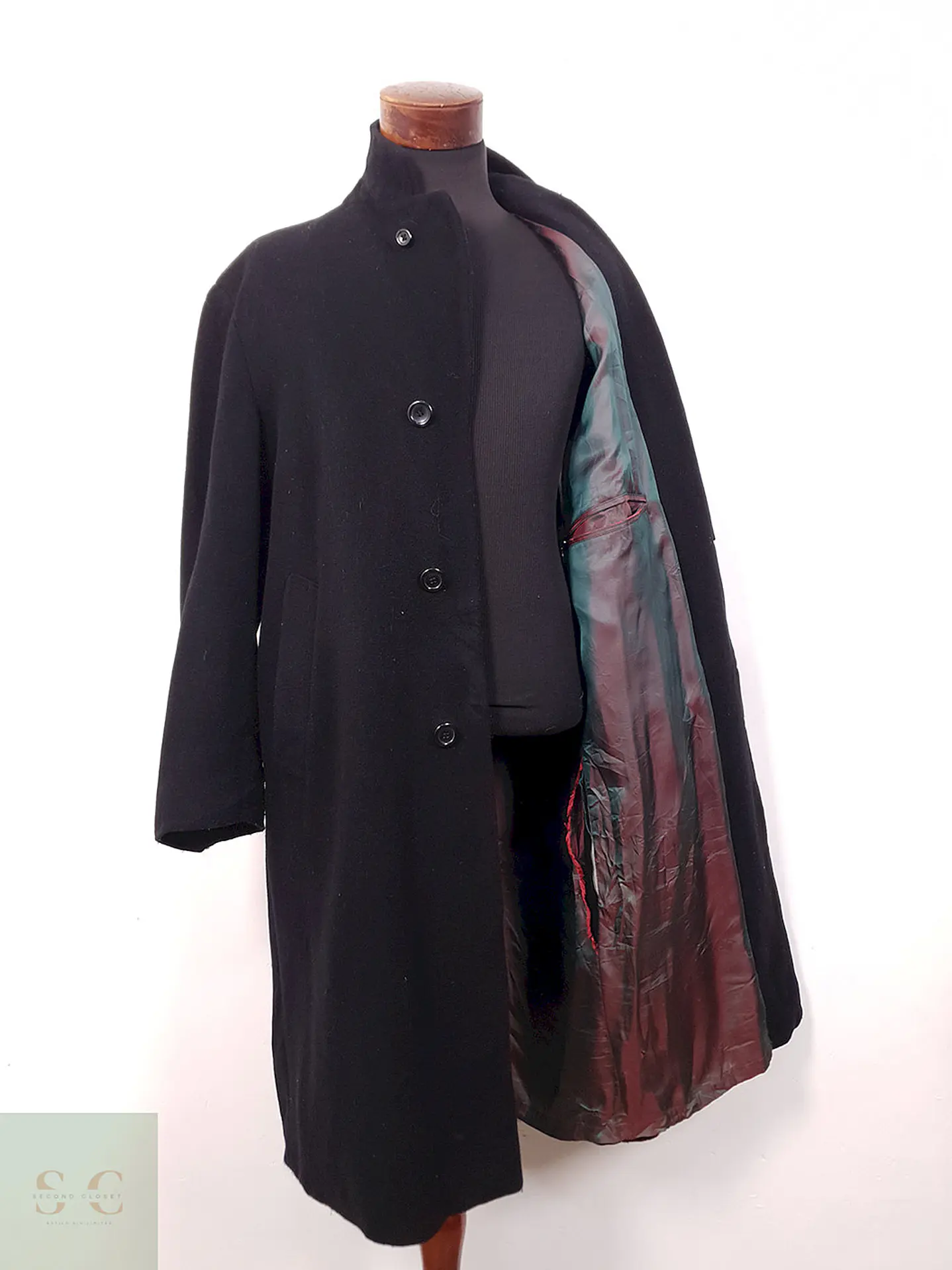 Abrigo Largo Azul Oscuro Lana Virgen y Cashmere - Talla XL 6