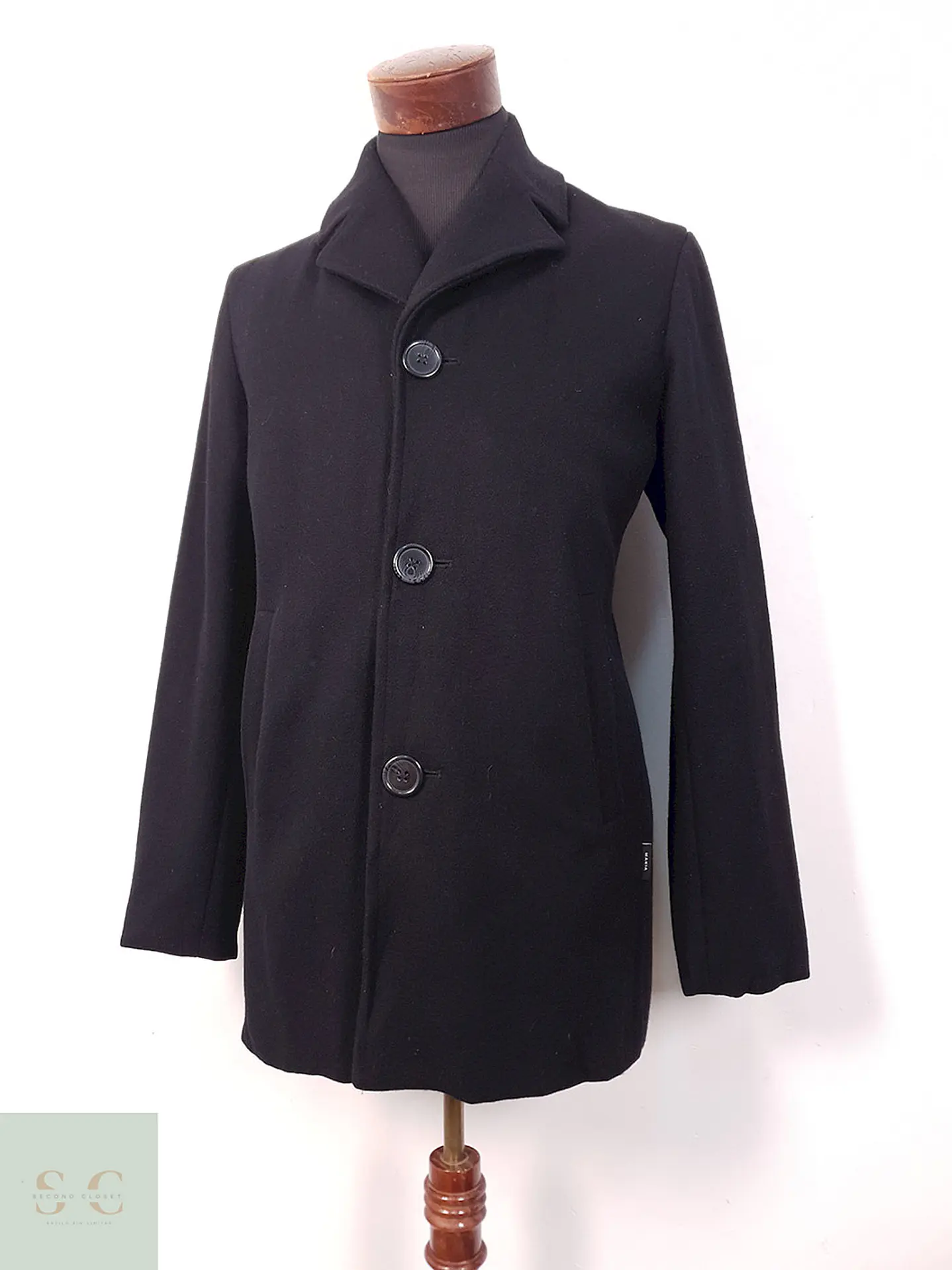 Abrigo Tres Cuartos Makia Negro 70% Lana - Talla M 2