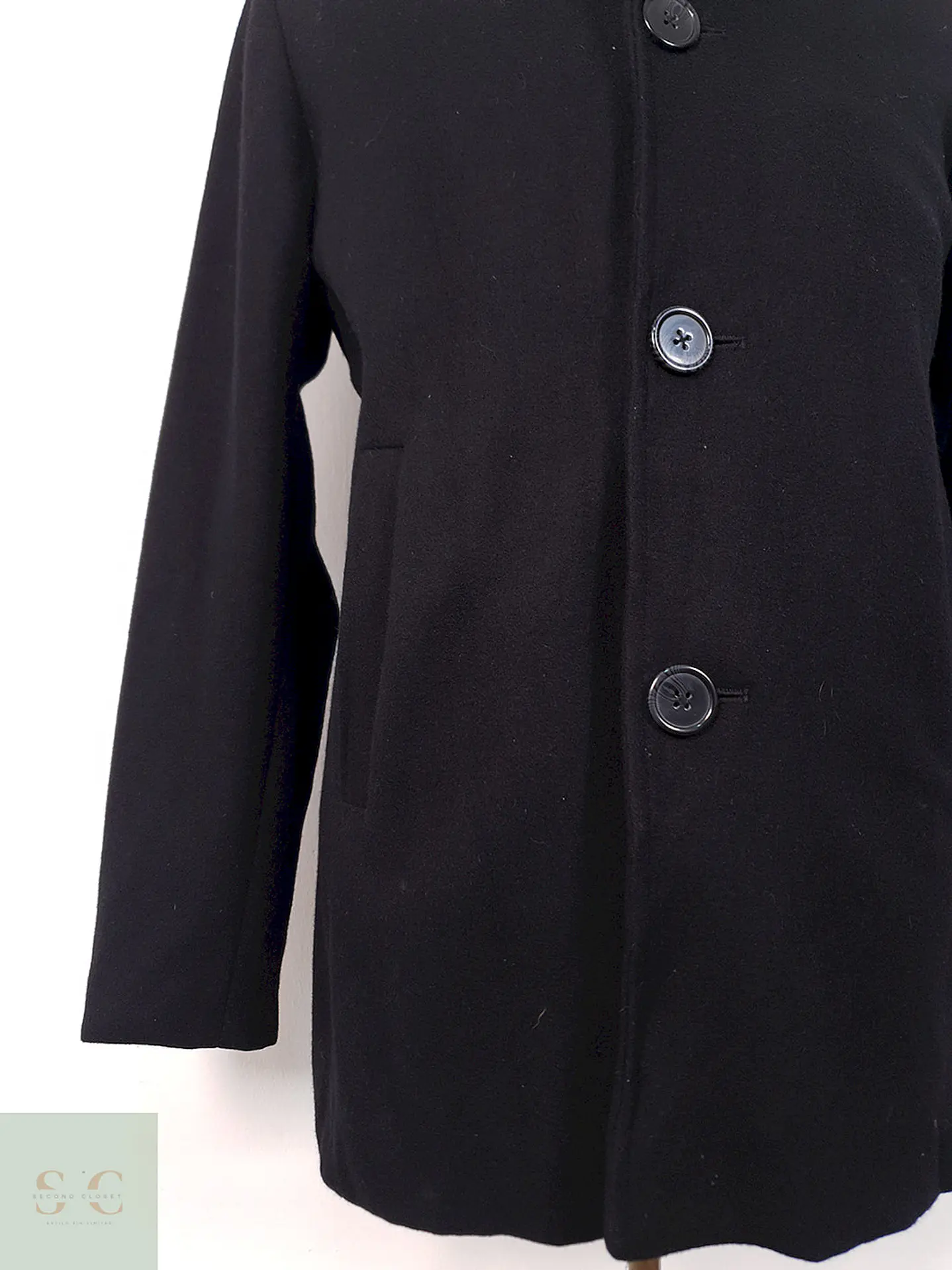 Abrigo Tres Cuartos Makia Negro 70% Lana - Talla M 3