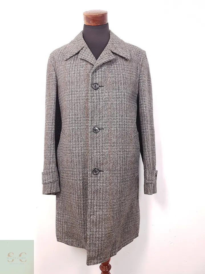 Abrigo Vintage Plomo Tweed 70% Lana - Talla ML 1