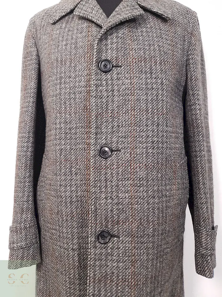 Abrigo Vintage Plomo Tweed 70% Lana - Talla ML 4