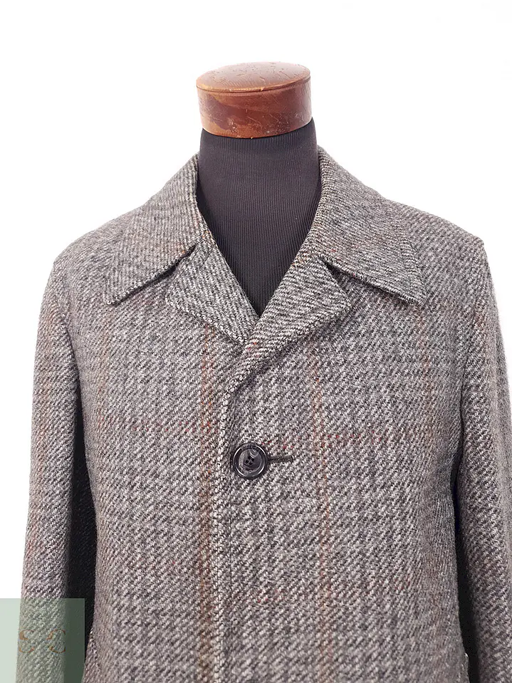 Abrigo Vintage Plomo Tweed 70% Lana - Talla ML 5