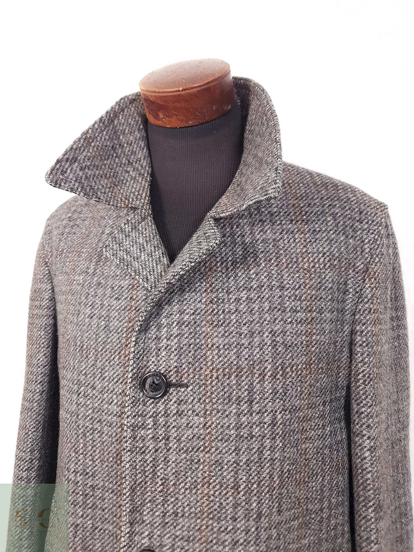 Abrigo Vintage Plomo Tweed 70% Lana - Talla ML 6
