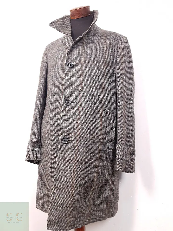 Abrigo Vintage Plomo Tweed 70% Lana - Talla ML 7