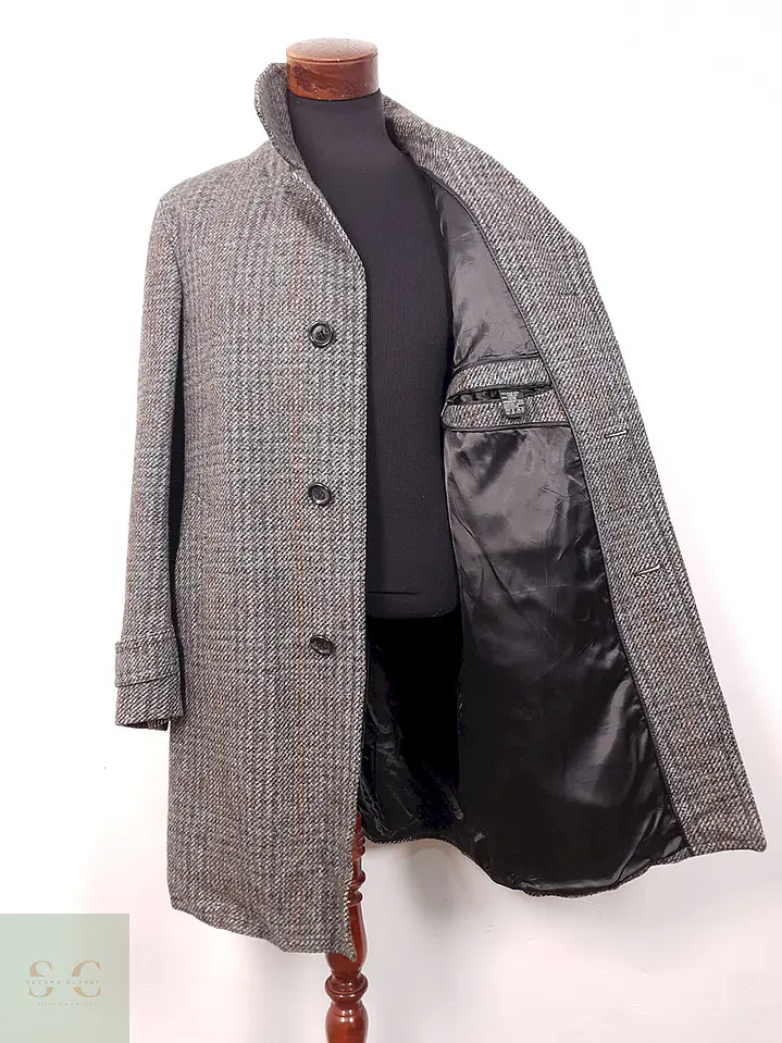 Abrigo Vintage Plomo Tweed 70% Lana - Talla ML 9
