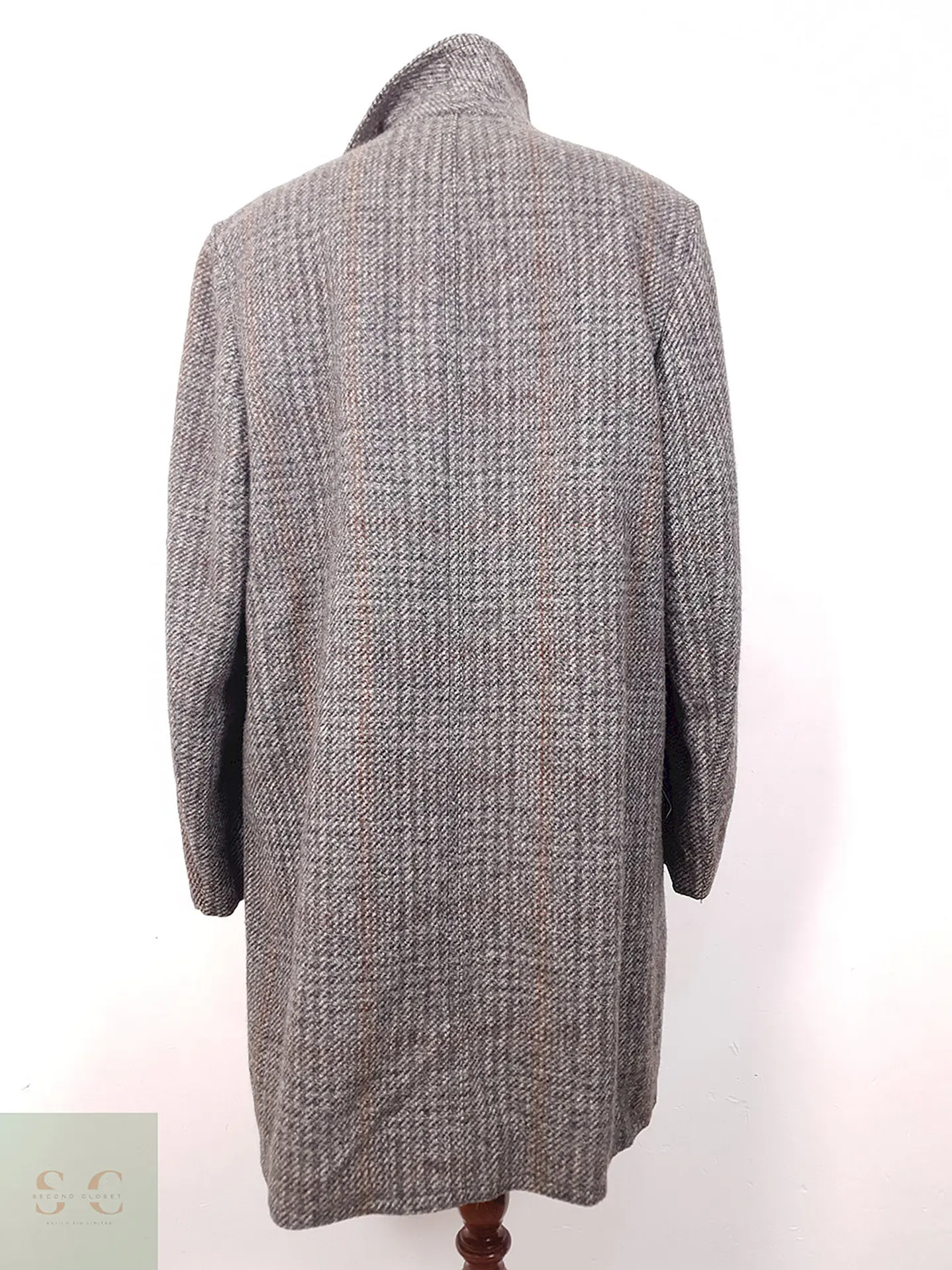 Abrigo Vintage Plomo Tweed 70% Lana - Talla ML 11