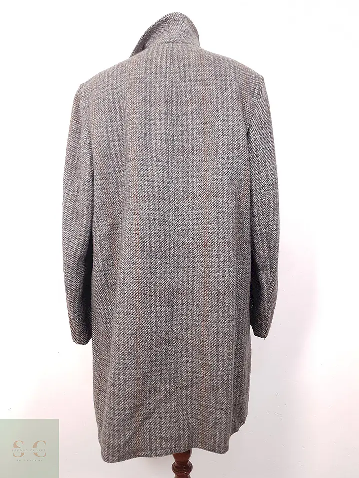 Abrigo Vintage Plomo Tweed 70% Lana - Talla ML 11