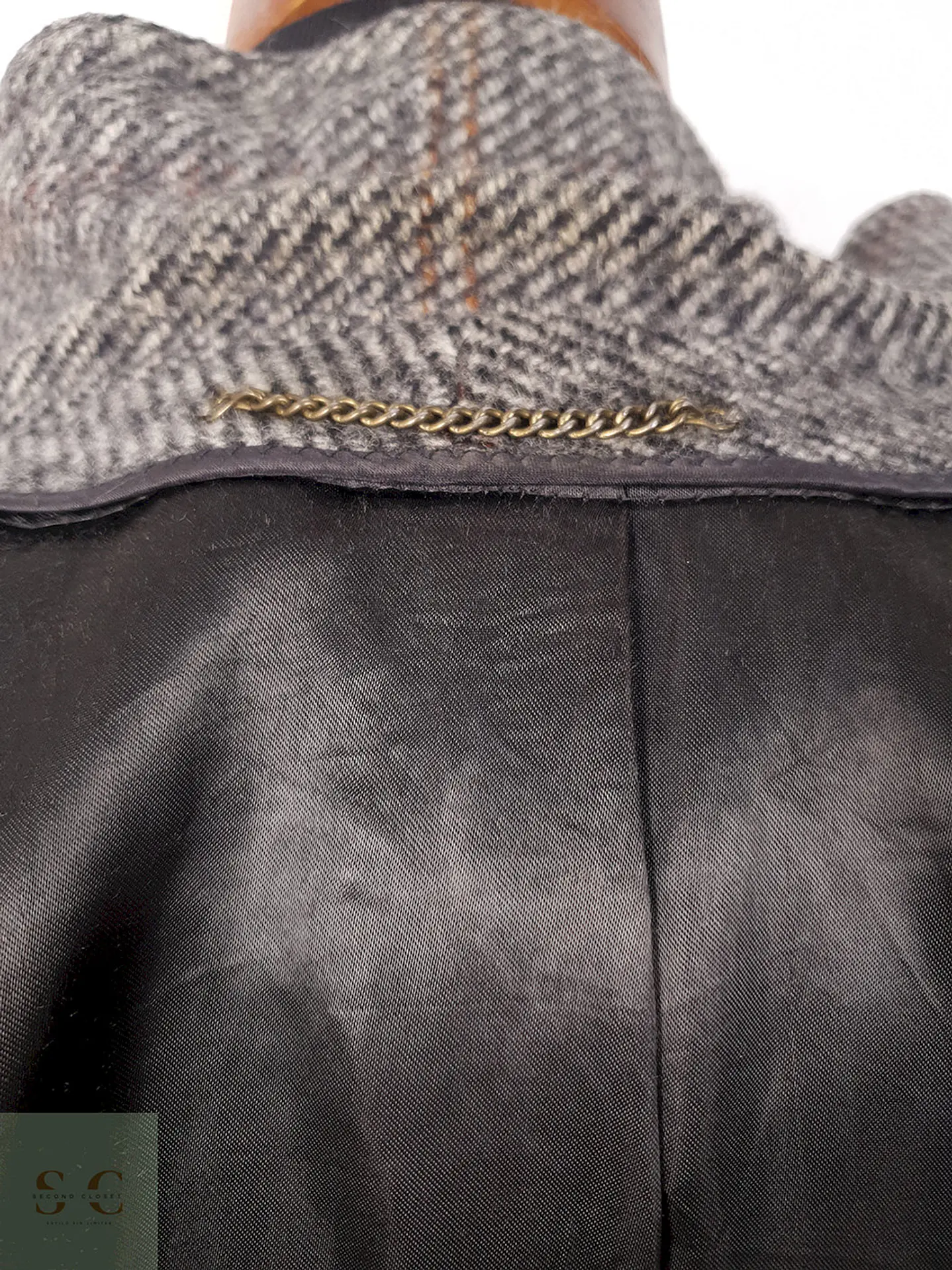 Abrigo Vintage Plomo Tweed 70% Lana - Talla ML 12