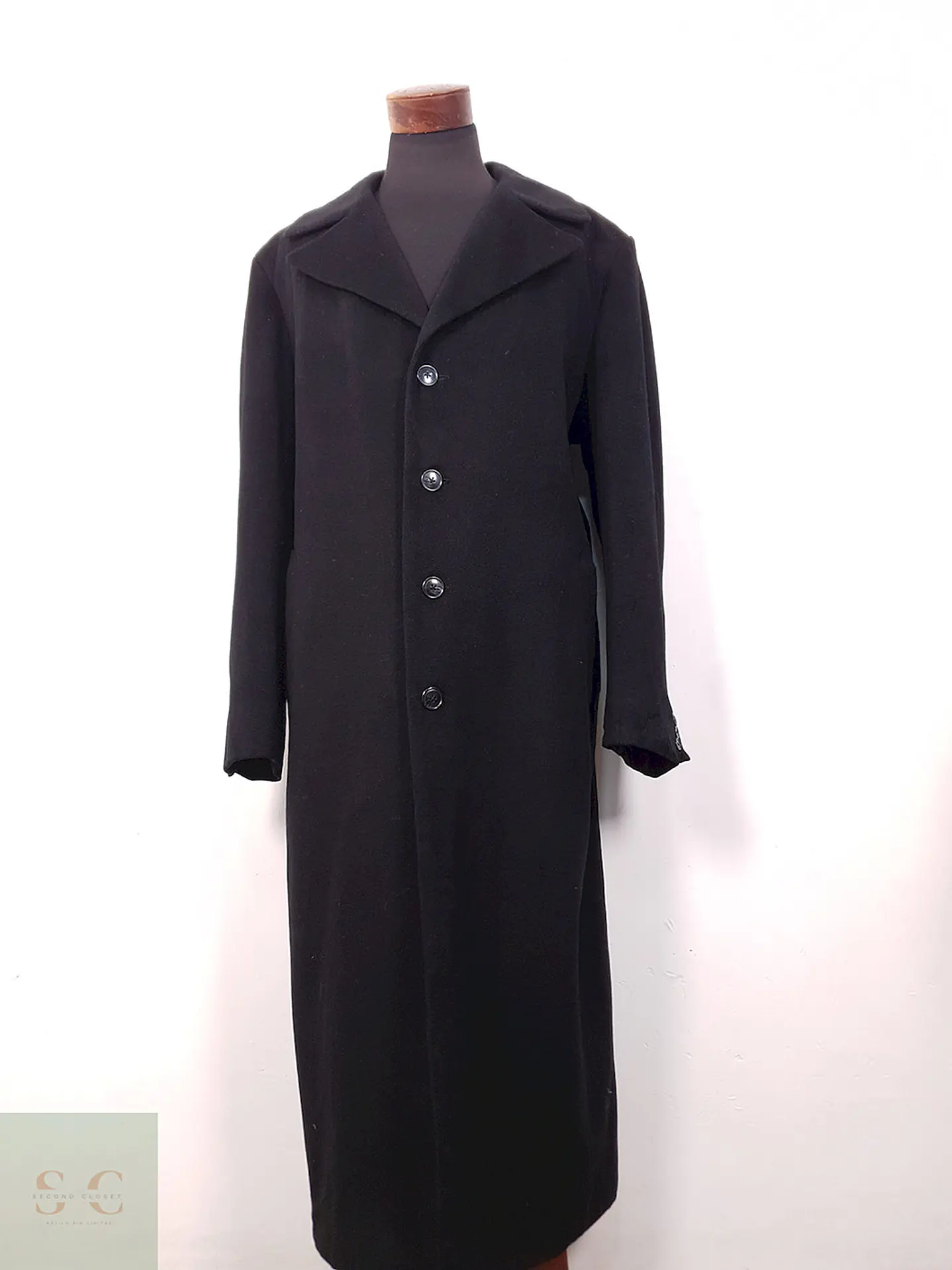 Abrigo Largo Negro Lana y Cashmere - Talla XXL 1